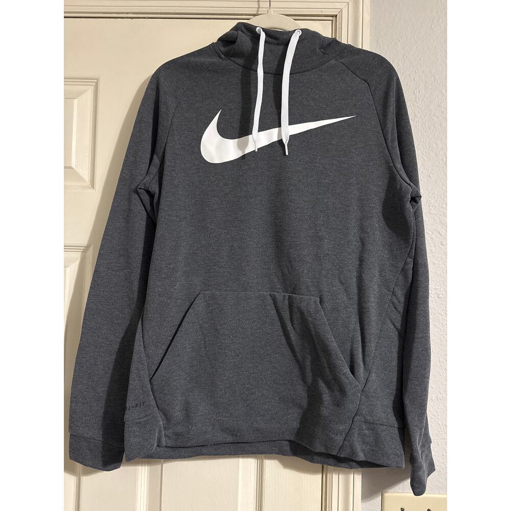 Nike Men’s Dri-Fit Drawstring Hoodie, Gray, Size Medium